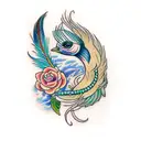 fluet with peacock feather  tattoo design idea