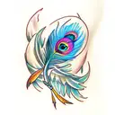 fluet with peacock feather  tattoo design idea