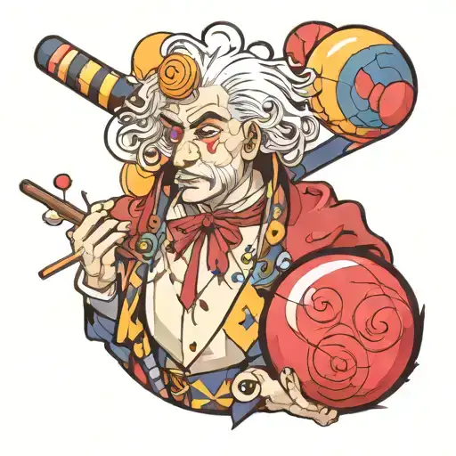 periwig , priest stole, Kandinsky style, cricket ball tattoo design idea