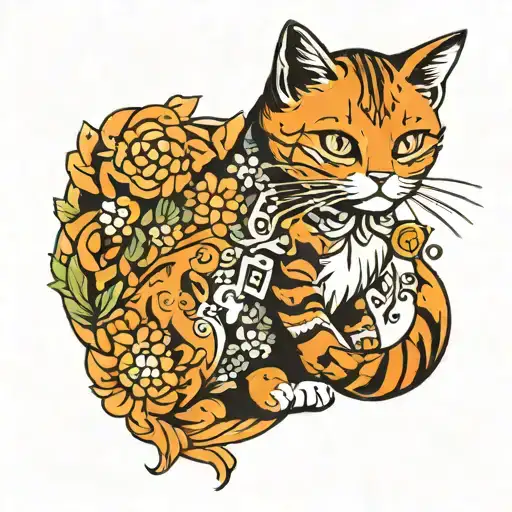 small orange cat   tattoo design idea