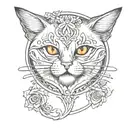small orange cat  black white small   fine line tattoo design idea