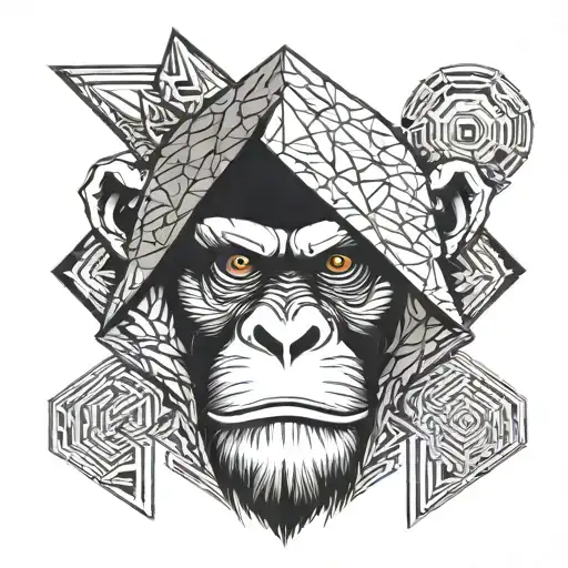 monkey face aggressive look angry tattoo design idea