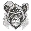 monkey face aggressive look angry tattoo design idea