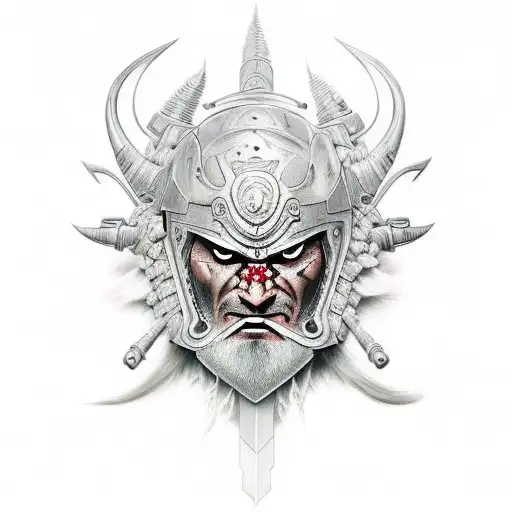 Warrior with savage face tattoo design idea