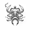 scorpion with a crown on its head with a moustache on its mouth tattoo design idea