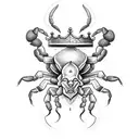 scorpion with a crown on its head with a moustache on its mouth tattoo design idea