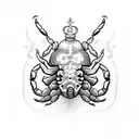 scorpion with a crown on its head with a moustache on its mouth tattoo design idea