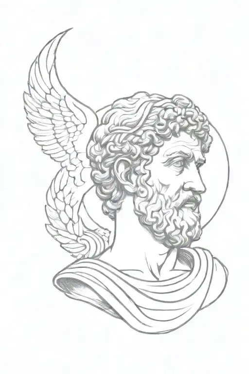 Create a tattoo design that merges the imagery of Greek statues with symbols of Marcus Aurelius' philosophy tattoo design idea