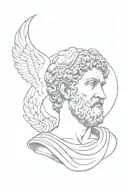 Create a tattoo design that merges the imagery of Greek statues with symbols of Marcus Aurelius' philosophy tattoo design idea