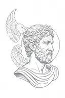 Create a tattoo design that merges the imagery of Greek statues with symbols of Marcus Aurelius' philosophy tattoo design idea