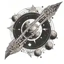 Create a tattoo design inspired by the Sandman comics, incorporating elements of astronomy tattoo design idea