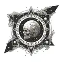 Create a tattoo design inspired by the Sandman comics, incorporating elements of astronomy tattoo design idea