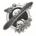 Create a tattoo design inspired by the Sandman comics, incorporating elements of astronomy tattoo design idea