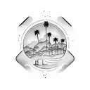California dedicated sleeve for lower forearm. beaches, Hollywood sign, famous Los Angeles murals, Palm trees, etc tattoo design idea