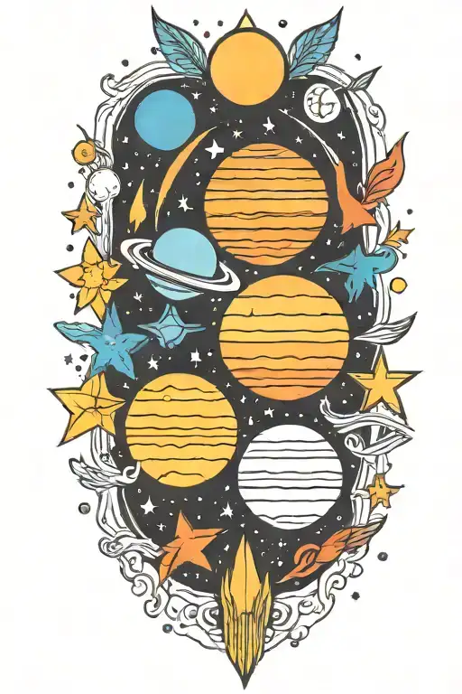 space and spirituality tattoo design idea