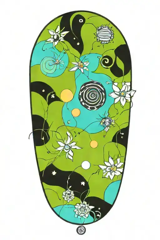 A floral a stylized solar system planets tattoo design idea