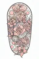 azaleas and planets stars and nebulas tattoo design idea