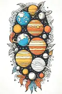 planets and spirituality tattoo design idea