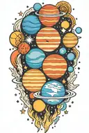 planets and spirituality tattoo design idea