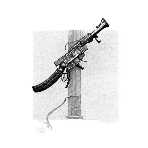 AK-47 rifle iwth snake wrapped around it tattoo design idea