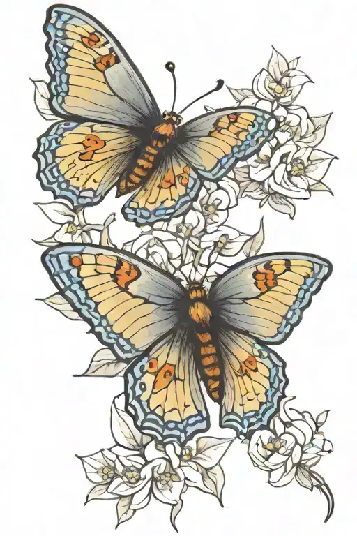 periwinkle realistic butterfly made tattoo design idea