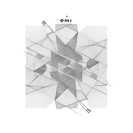 modern art style of lines and squares, incorporating the name "Omri" and the date "30.05.2022" tattoo design idea