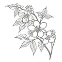 blackberry branch with flowers tattoo design idea