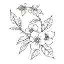 blackberry branch with flowers tattoo design idea