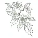blackberry branch with flowers tattoo design idea