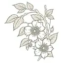 blackberry branch with flowers tattoo design idea