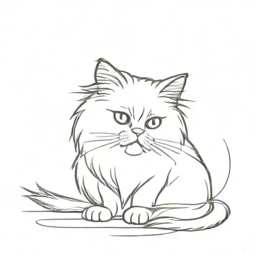 persian cat sitting tattoo design idea