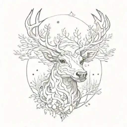 snowfall reinder tattoo design idea