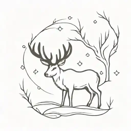 snowfall reinder tattoo design idea