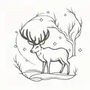 snowfall reinder tattoo design idea