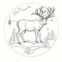 snowfall reinder tattoo design idea