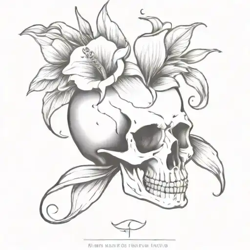 calla Lily aries skull adorned tattoo design idea