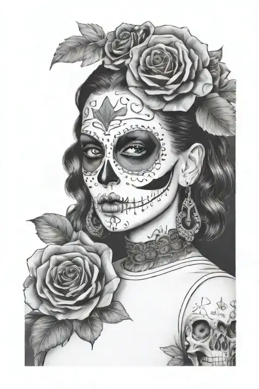 Millie bobby brown as sugar skull  tattoo design idea