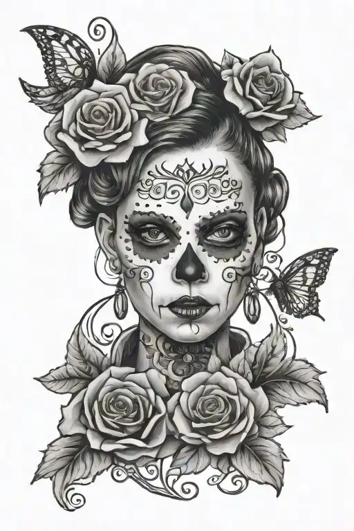 Millie bobby brown day of the dead  tattoo design idea