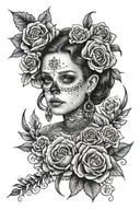 Millie bobby brown day of the dead  tattoo design idea