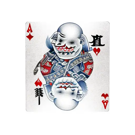Traditional playing cards with the Joker as the devil on the back tattoo design idea