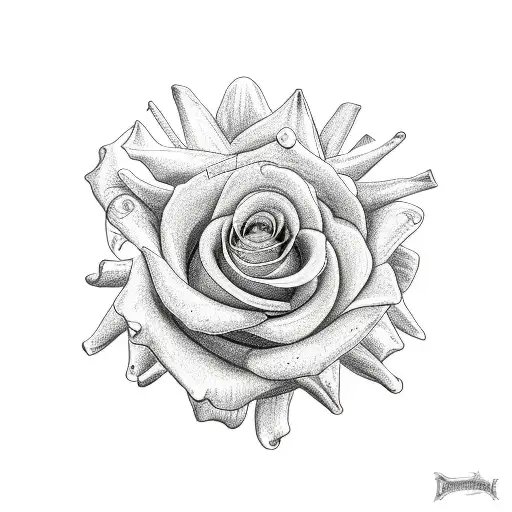 drawing of several flowers together, these flowers being a rose, a sunflower, a violet and a daisy tattoo design idea