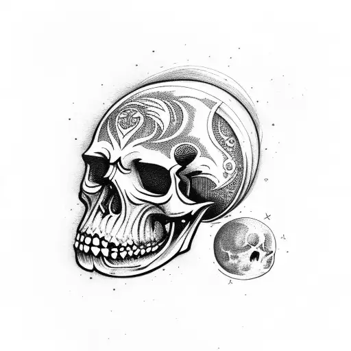 Moon, stars, skull, filigree  tattoo design idea