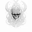 Moon, stars, skull, filigree, devil, vines tattoo design idea