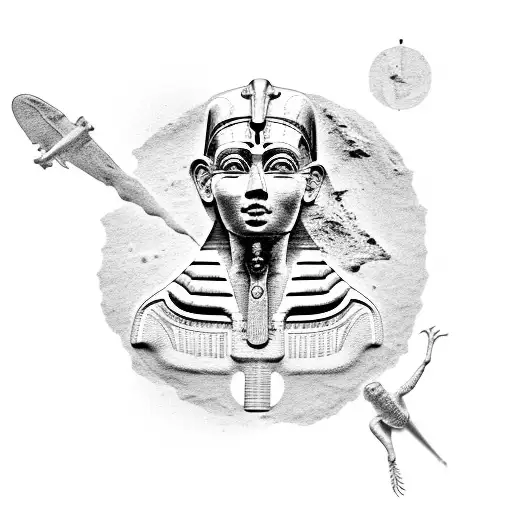 The Roswell crash site with hieroglyphics from ancient Egypt tattoo design idea