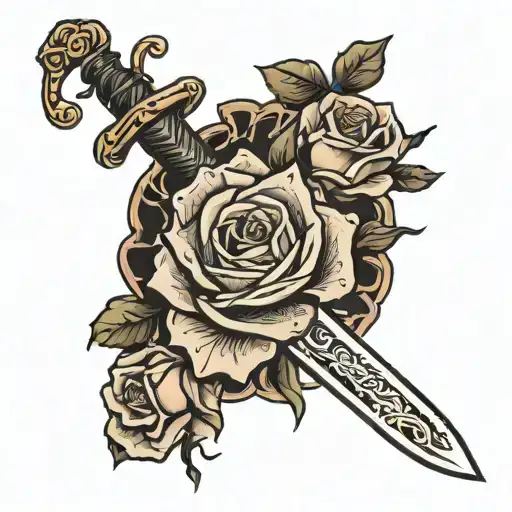 Narsil sword and roses tattoo design idea