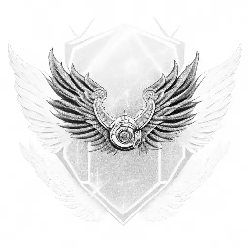 A stylized gun with wings, resembling an angel, with NBA Youngboy's lyrics incorporated into the design tattoo design idea