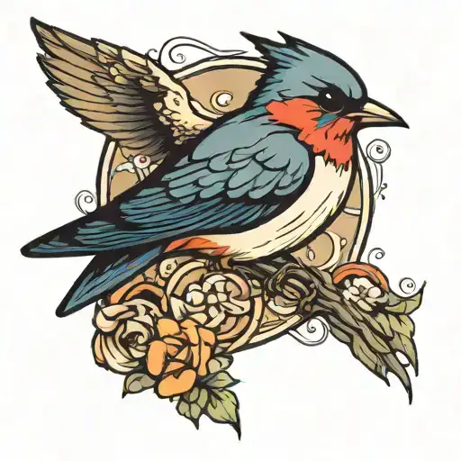 maritime swallow bird tattoo design idea