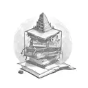 A stack of books with a computer screen displaying a dungeon & dragons game tattoo design idea
