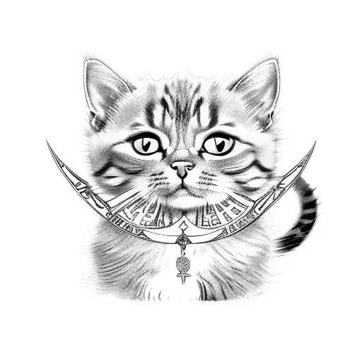 A cat sitting on a tarot card, revealing its fate tattoo design idea