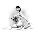 pin up nude of bettie page draped in the american flag tattoo design idea